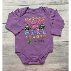 John Deere Tractor Baby Girl “Grandma’s Girl” Onesie Bodysuit, Size 3-6 months